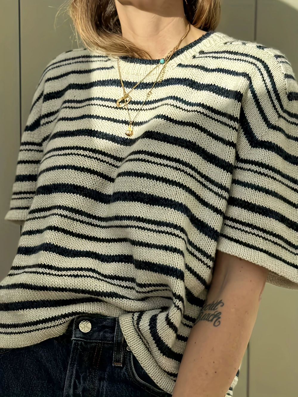 ZARA Striped Short Sleeve Tee Summer Casual Korean Relaxed Crew Neck Top